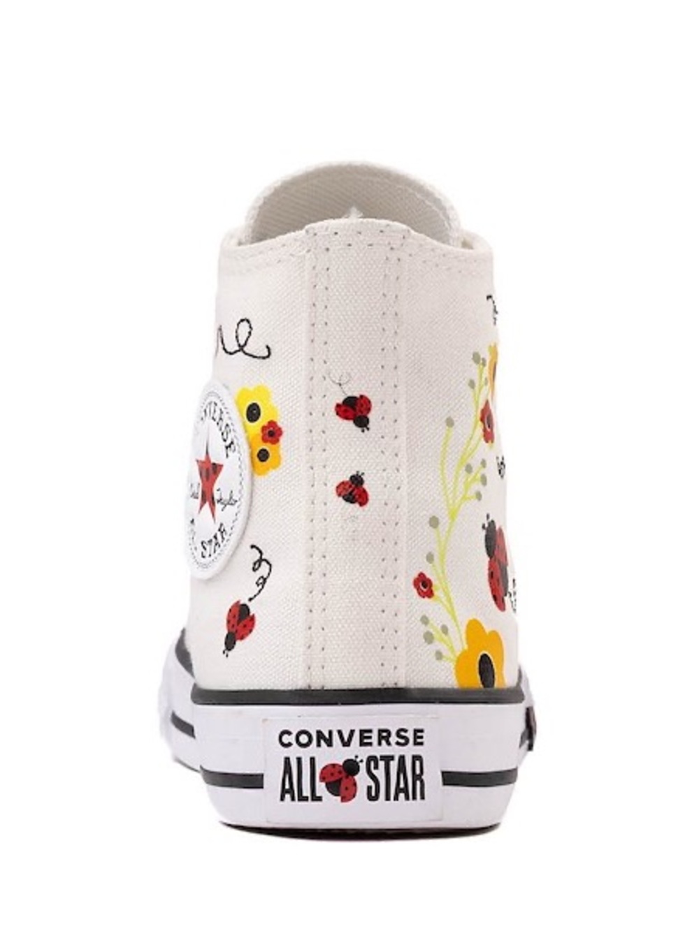 Converse Kids White High-Top Sneakers with Ladybug & Floral Accents